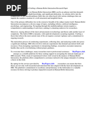 Human Robot Interaction Research Paper