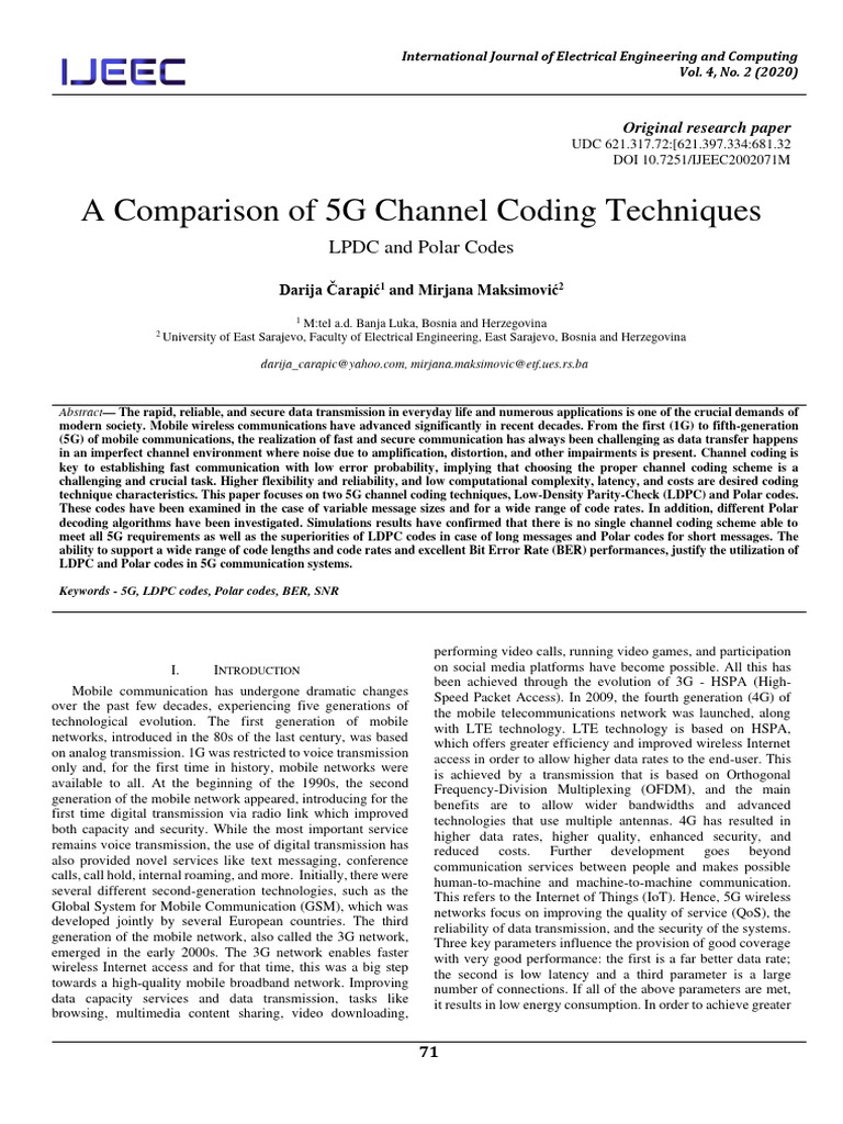 5G Channel Coding: LDPC vs Polar Codes | PDF | Low Density Parity Check ...