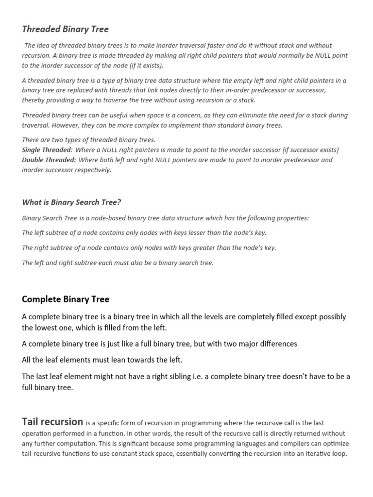 Threaded Binary Tree | PDF | Computing | Algorithms And Data Structures
