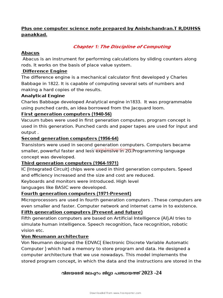 Computer Science Xi Notes Pages Pdf Computer Monitor Information