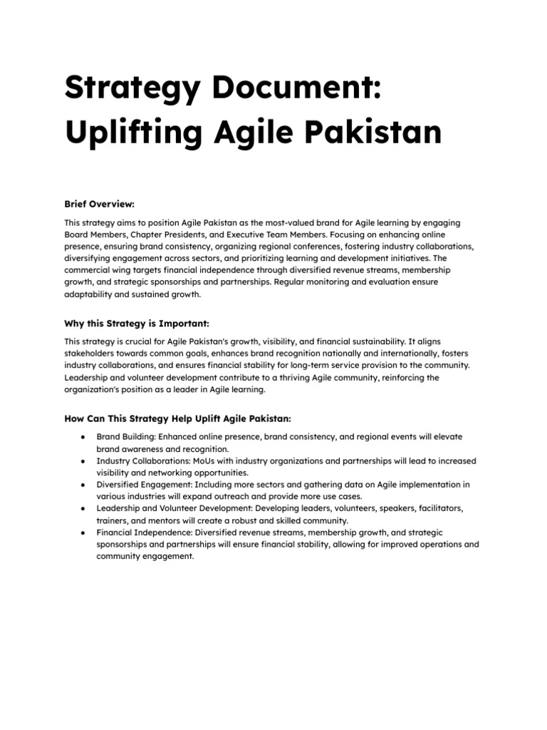 Agile Pakistan Growth Strategy 2024 | PDF | Agile Software Development ...