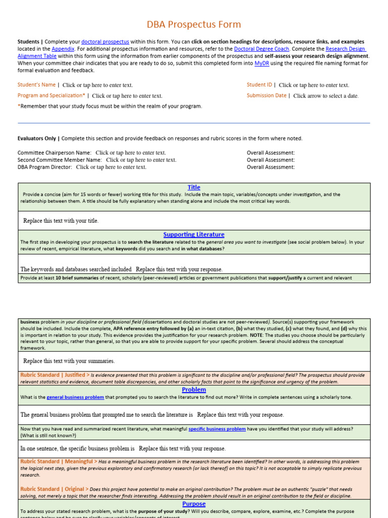 DBA Prospectus Submission Guide | PDF | Qualitative Research | Case Study