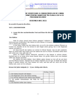 Examen de Admitere in CL A IX-a BILINGV SCRIS 2022