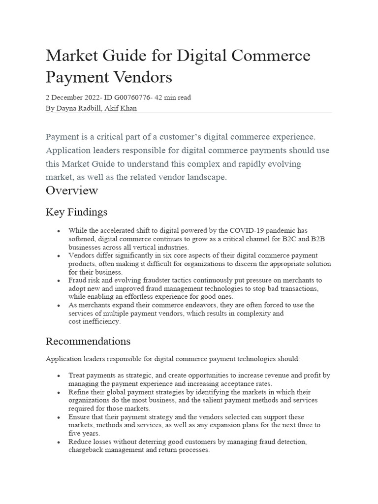 Digital Commerce Payment Vendor Guide | PDF | Pay Pal | E Commerce