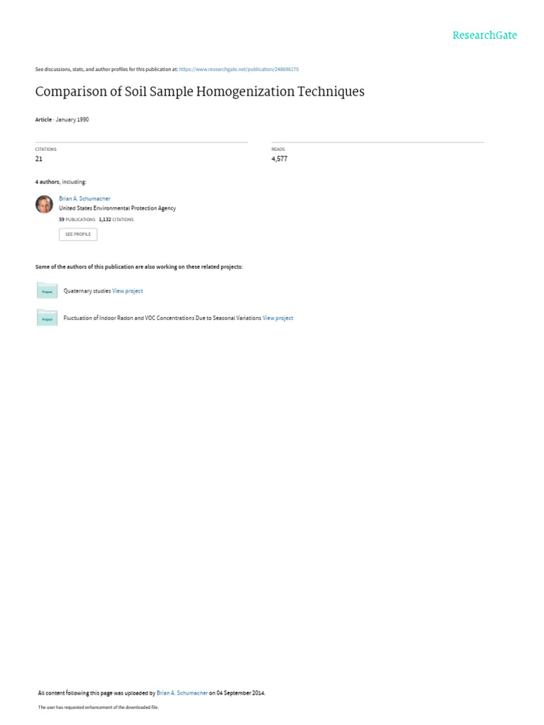 Comparison of Soil Sample Homogenization Technique PDF Sampling