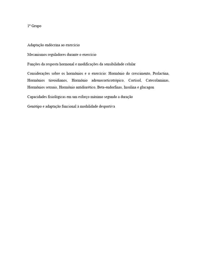 Adapta o Hormonal Ao Exerc cio F sico PDF Ci ncias E Matem tica
