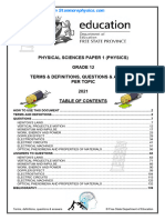FS Physical Sciences Grade 12 Terms and Definitions Paper 1 YEAR 2021