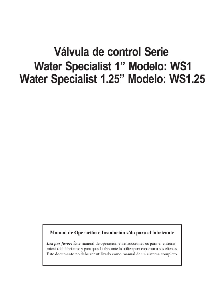 Manual de Suavizador de Agua WS1/WS1.25 | PDF | Agua | Color