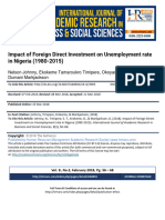 Impact of Foreign Direct Investment On Unemployment Rate in Nigeria 1980 2015