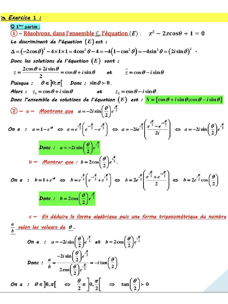 Correction de La Série 3 Complexes | PDF
