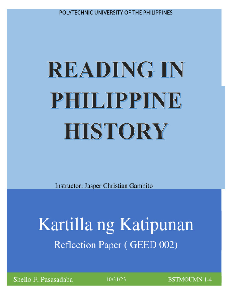 Kartilla ng katipunan reflection paper pdf
