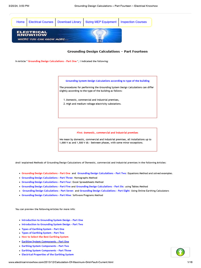 Grounding Design Calculations Overview | PDF | Electrical Grid ...
