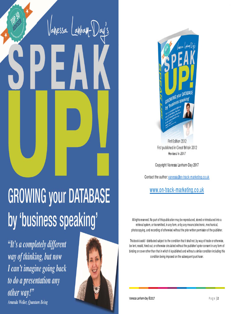 Speak Up - Growing Your Database by Business Speaking | PDF | Microsoft ...
