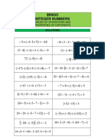 Unit 1. _Act 2-Bingo SOL_ Integer Numbers _2º ESO_