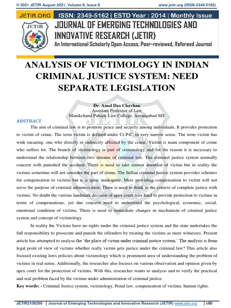 Analysis of Victimology in Indian Crimin | PDF | Crimes | Crime & Violence
