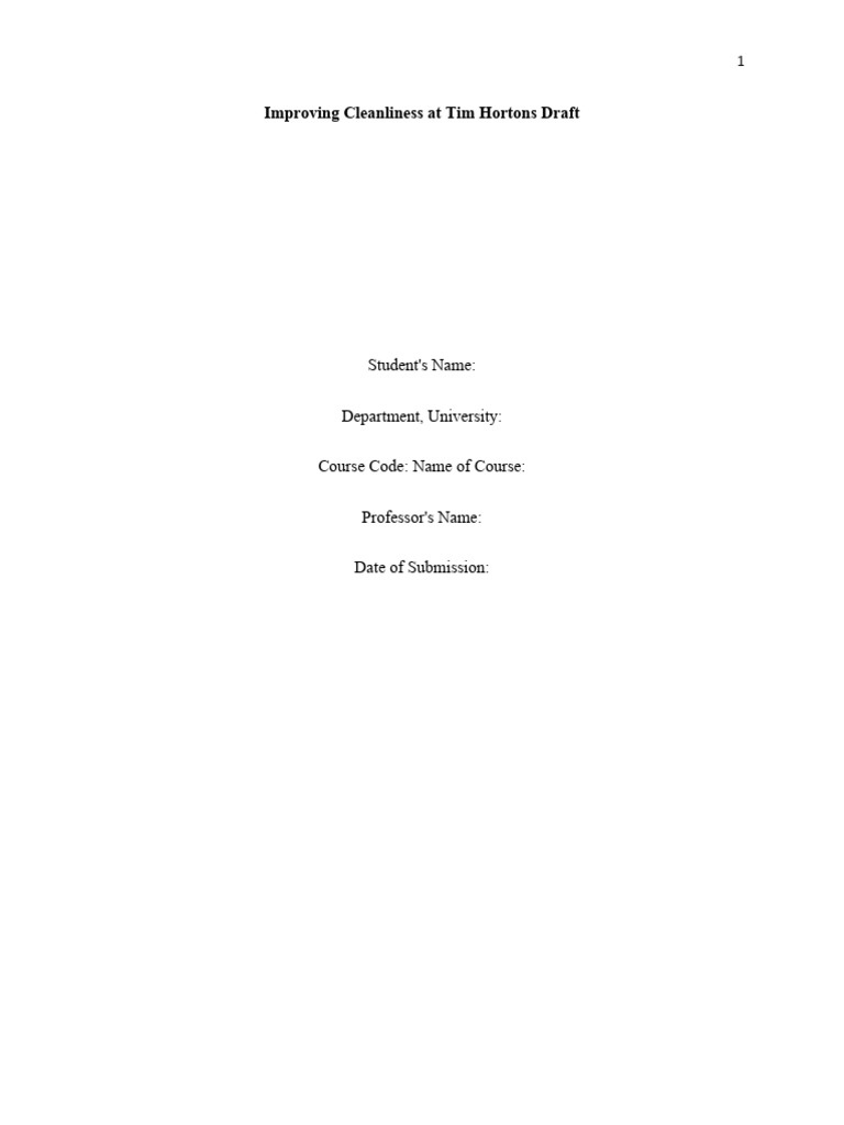 Enhancing Cleanliness at Tim Hortons | PDF | Leadership | Accountability