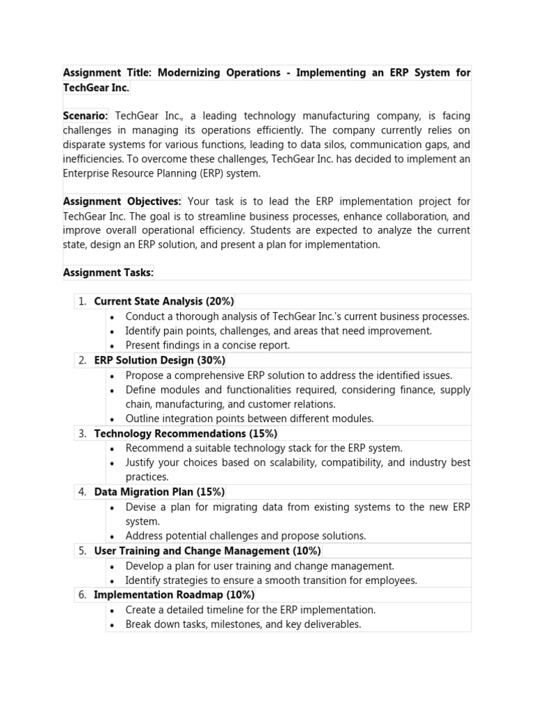 ERP Implementation Plan for TechGear Inc. | PDF