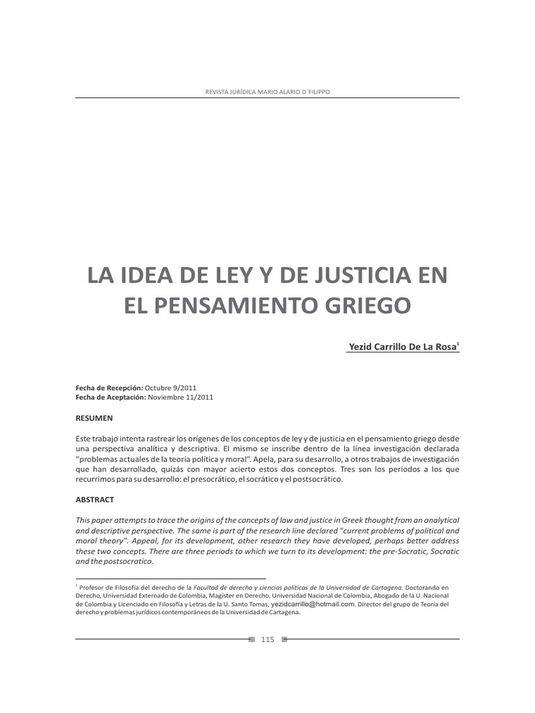 Ley y Justicia en el Pensamiento Griego | PDF | Justicia | Crimen y ...