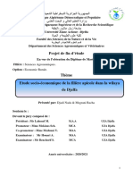 Etude Socio-Économique de La Filière Apicole Dans La Wilaya de Djelfa