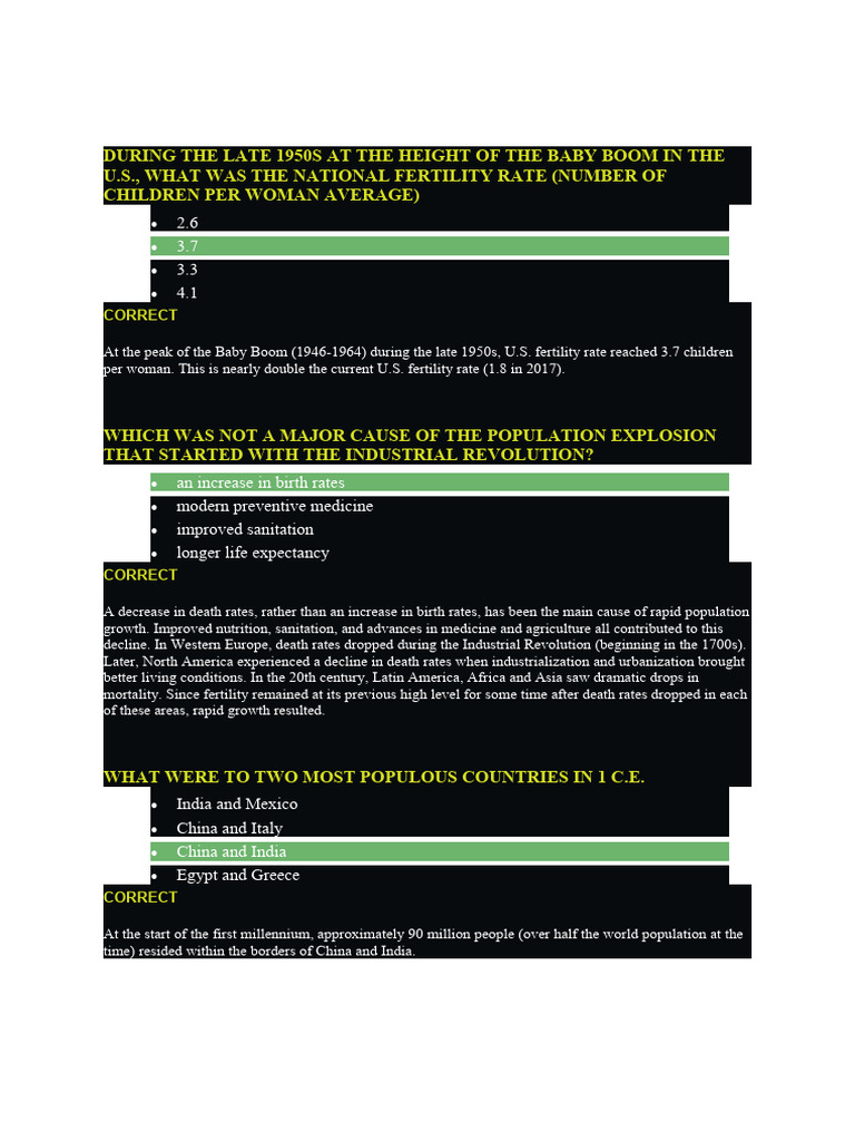 Pop Quiz Reviewer (World Population) PDF World Population Total