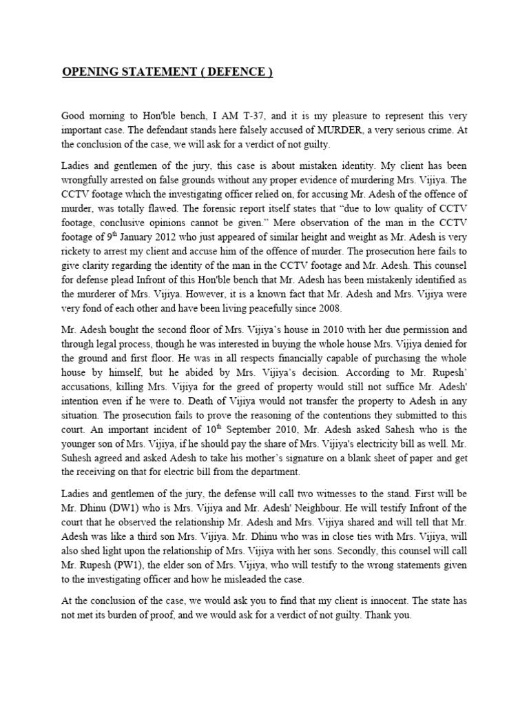 Defense Argument in Murder Case | PDF | Murder | Verdict