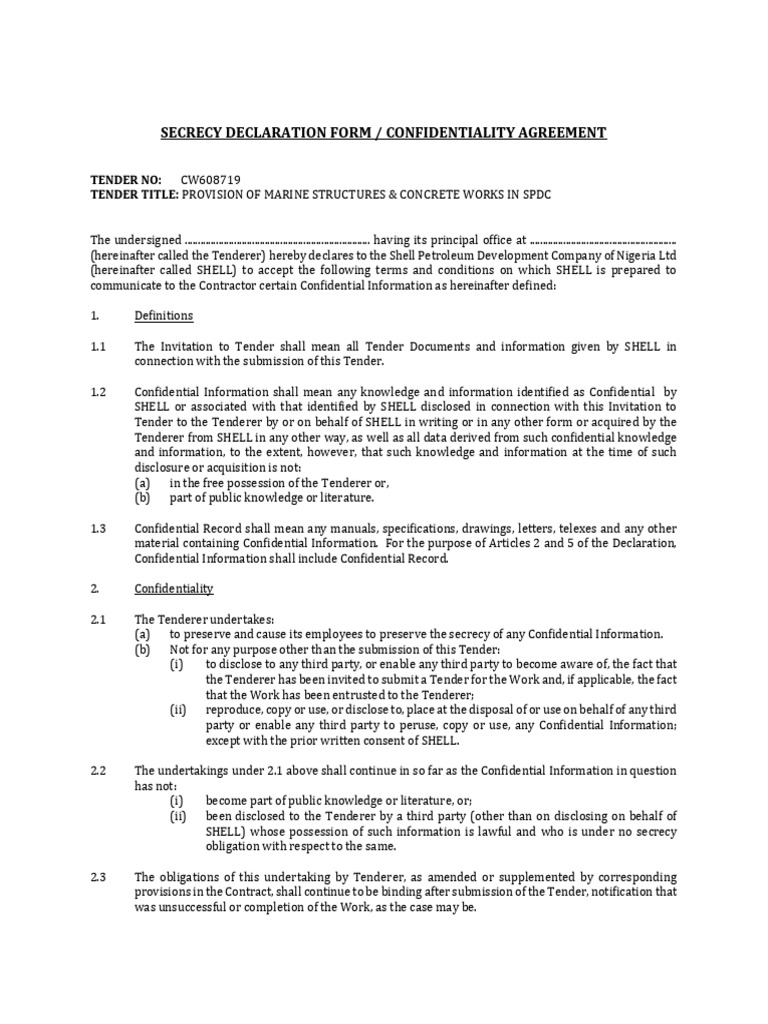 CW608719 - Confidentiality Agreement | PDF | Confidentiality | Non ...