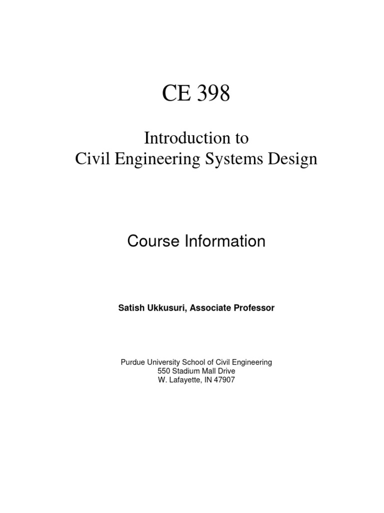CE 398: Civil Engineering Systems Design | PDF | Systems Engineering ...