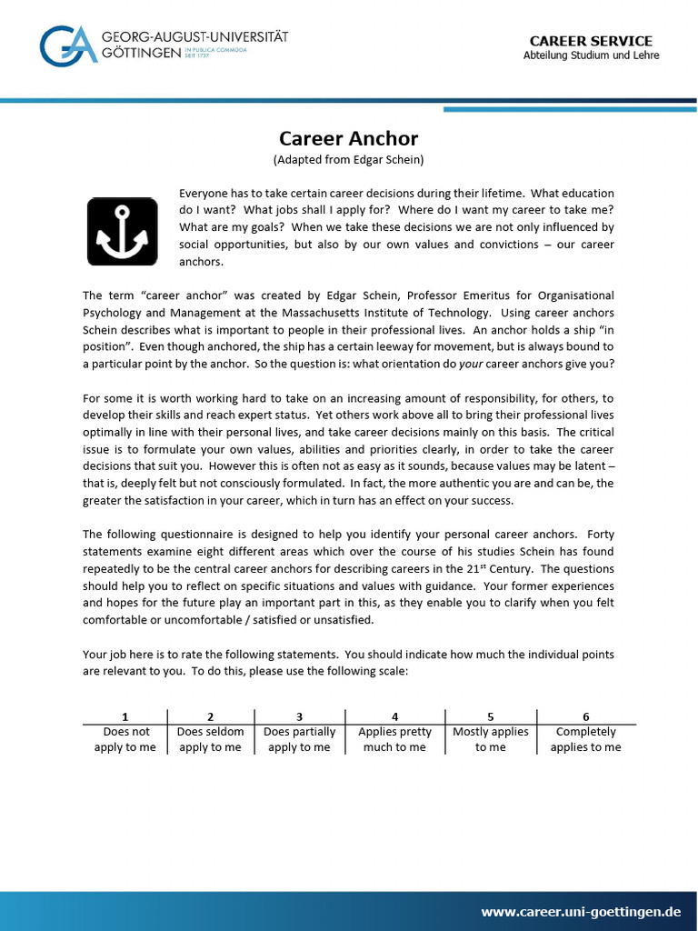 Career Anchor Assessment Guide | PDF | Autonomy | Employment