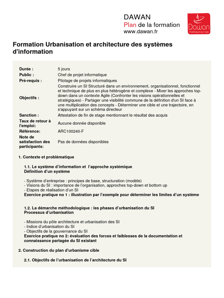 Urbanisation Et Architecture Des Systemes D Information | PDF ...