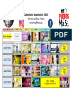 Calendario Rosa Fitness Noviembre 2023