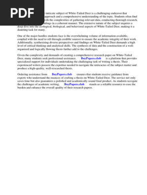 Research Paper on White Tailed Deer