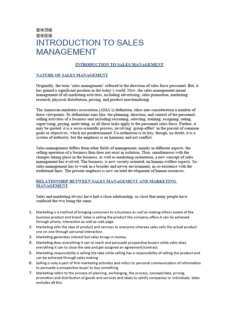 Overview of Sales Management Functions | PDF | Sales | Budget