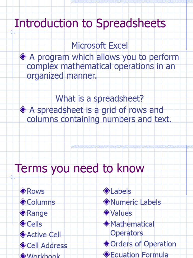Intro To Spreadsheets | PDF | Spreadsheet | Microsoft Excel