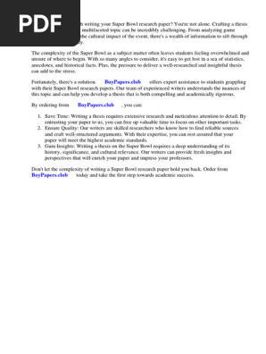 Super Bowl Research Paper