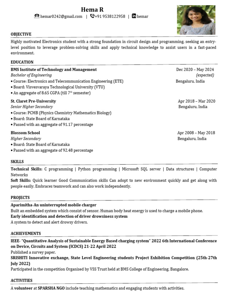 FAANGPath Resume for Electronics Student | PDF | Engineering | System