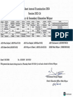 Date Sheet Internal Exams Annual 2024 District Education Office (Male) Mirpur-1