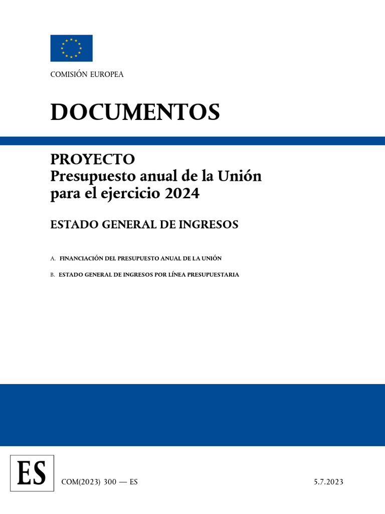 Presupuesto 2024 de la Unión Europea | PDF | Presupuesto | Estado ...