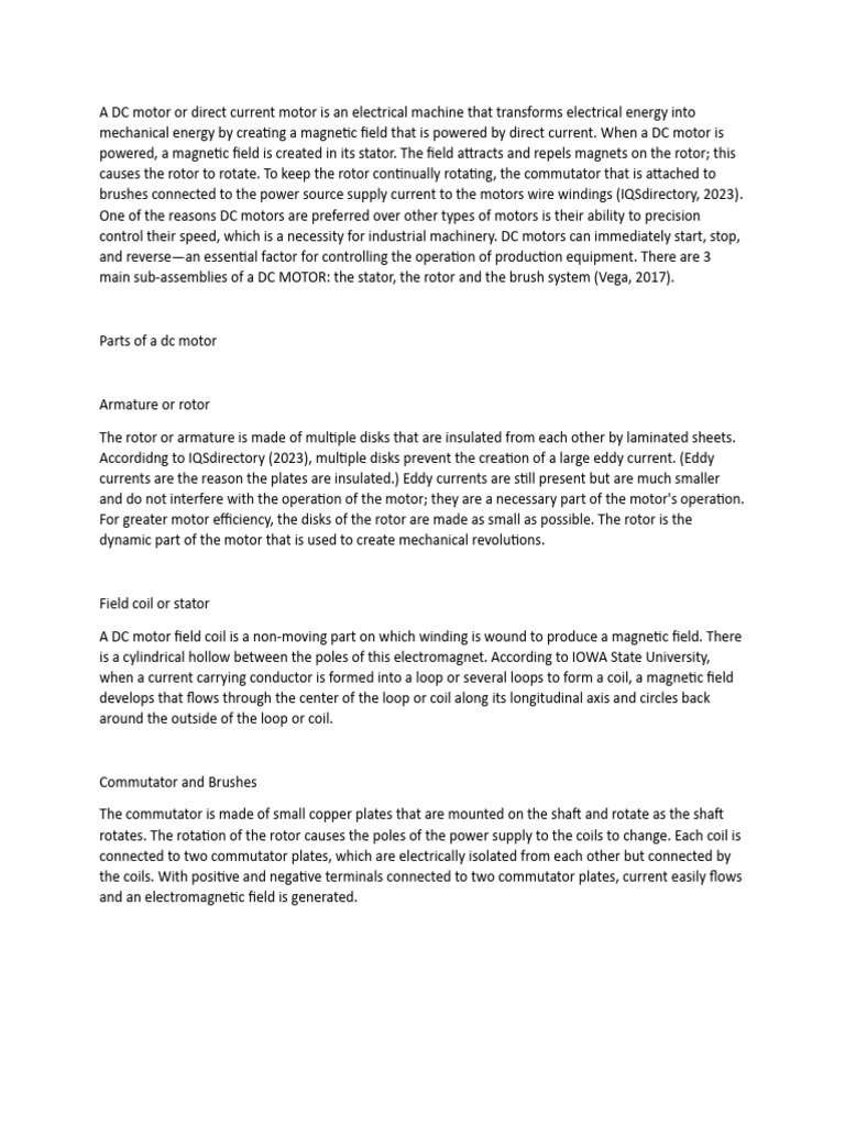 A Dc Motor Or Direct Current Motor Is An Electrical Machine That