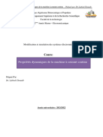 Cours 1 Propriétés Dynamiques de La Machine À Courant Continu