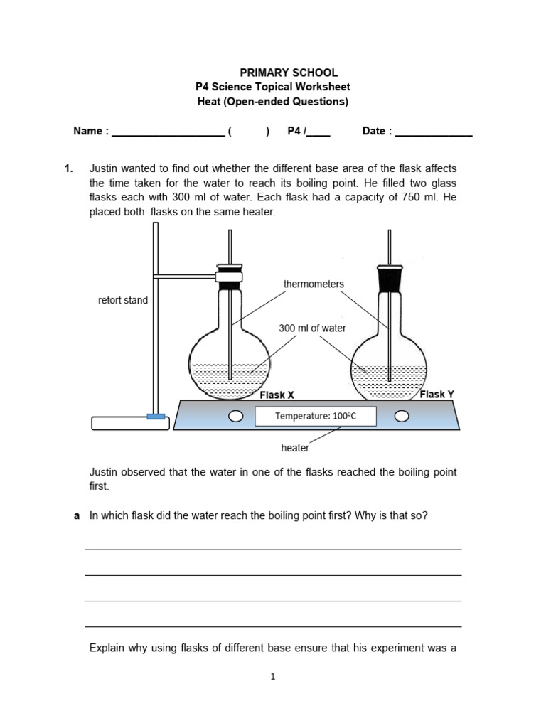 P4 Science Heat Experiment Questions | PDF | Water | Boiling