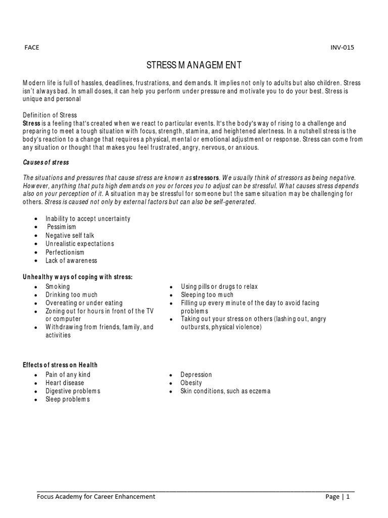 Stress Management Pdf