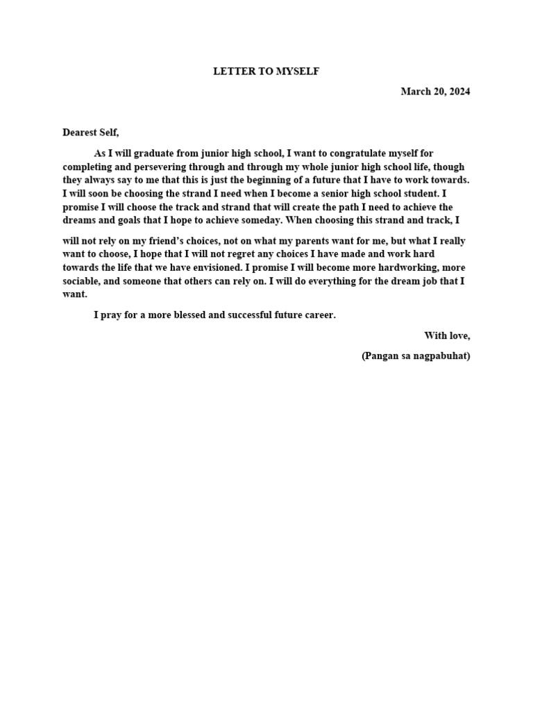 Junior High Graduation Self-Letter | PDF