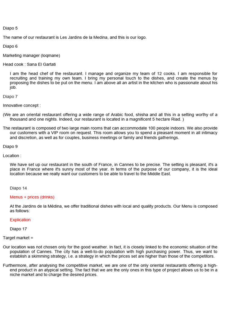 Menu pdf
