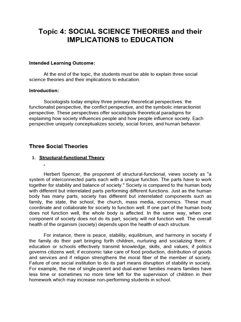 Social Science Theories in Education | PDF | Society | Sociology