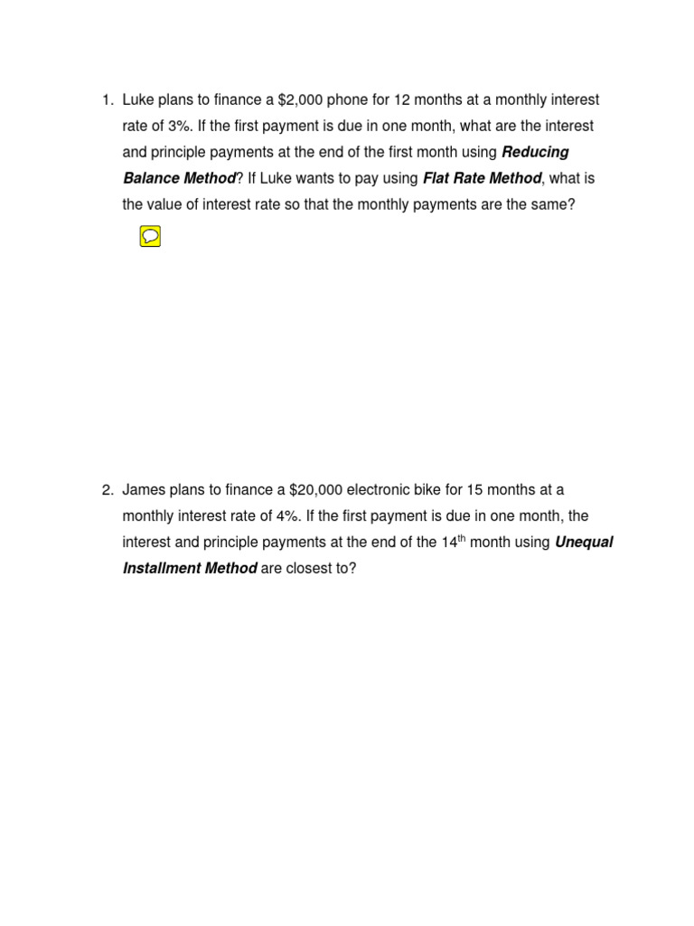 Chapter 2. Installment Schedule Questions | PDF | Finance & Money ...