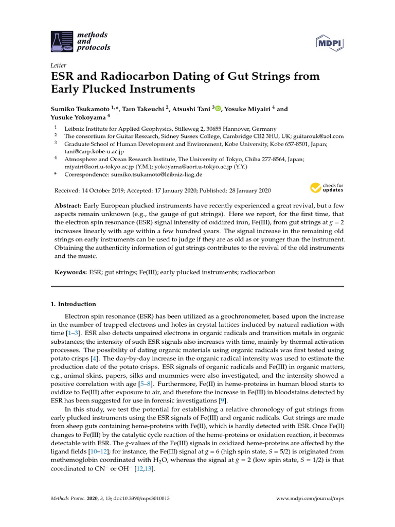ESR and Radiocarbon Dating of Gut Strings | PDF | String Instruments ...