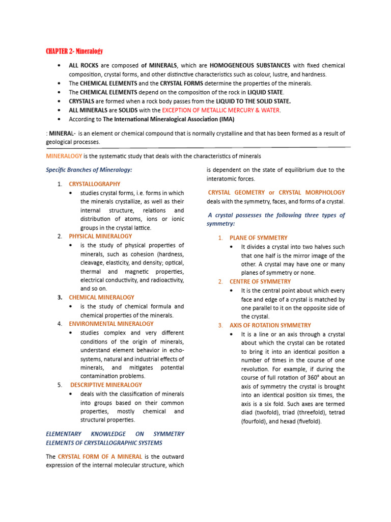 Understanding Mineralogy and Crystals | PDF | Minerals | Crystal Structure
