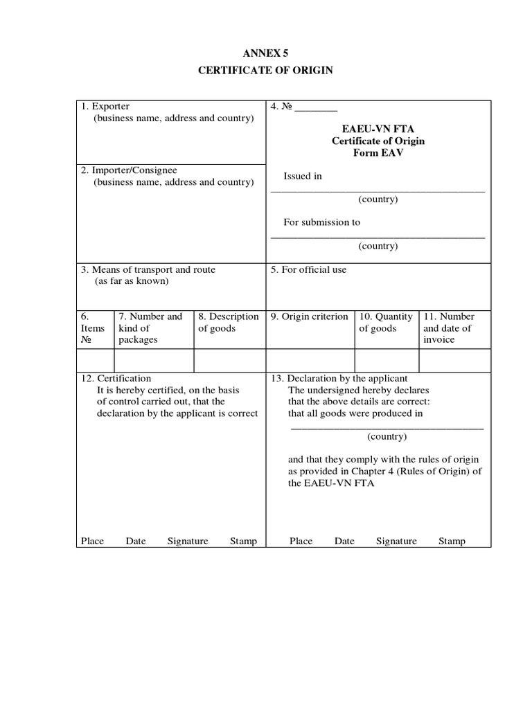 Phu Luc 5 - Form CO Va Huong Dan | PDF
