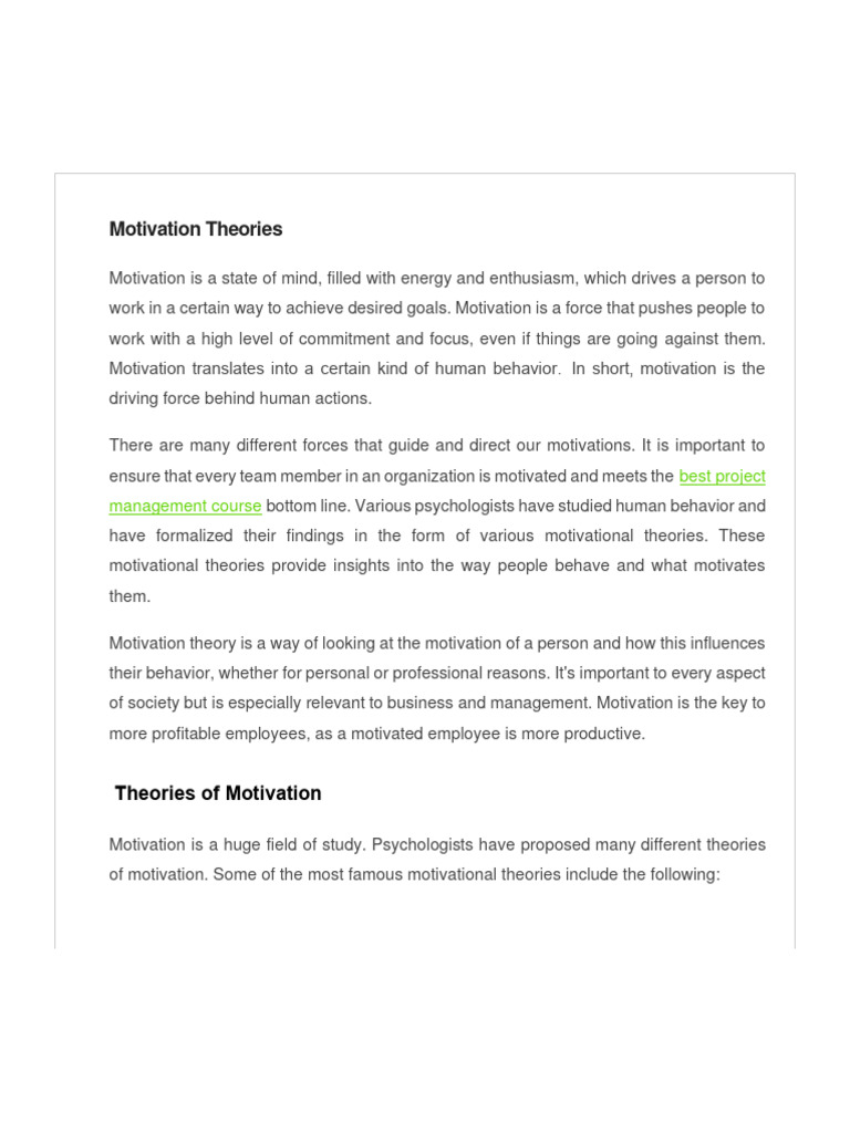 Motivation Theory | PDF | Motivational | Motivation