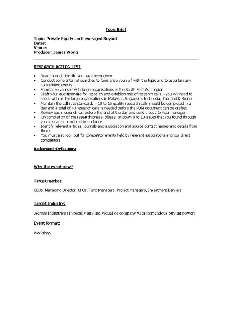 Private Equity & Buyout Research Guide | PDF | Business